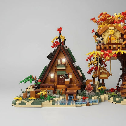Herbsthaus mit Baumhaus Bausteinset