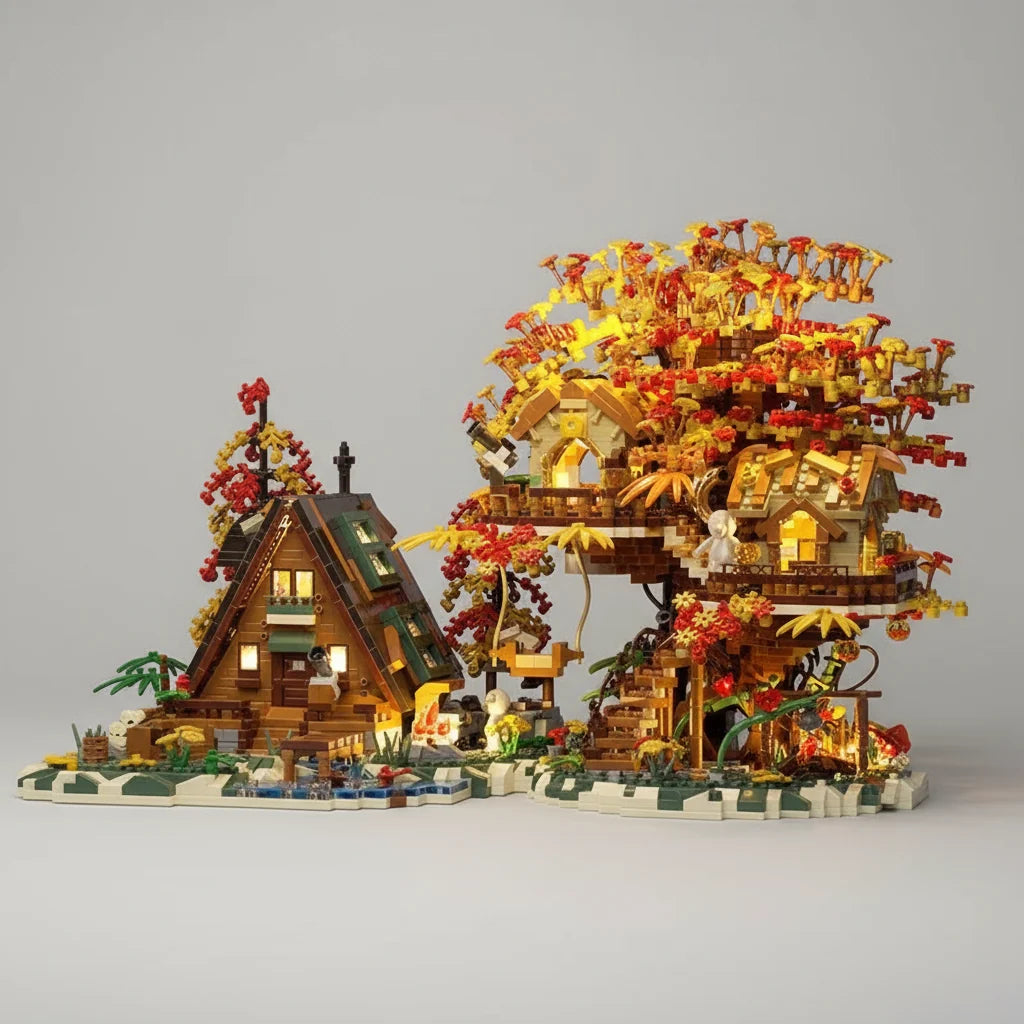 Herbsthaus mit Baumhaus Bausteinset