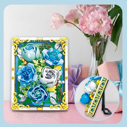 blaues Rosenbild Bausteinset