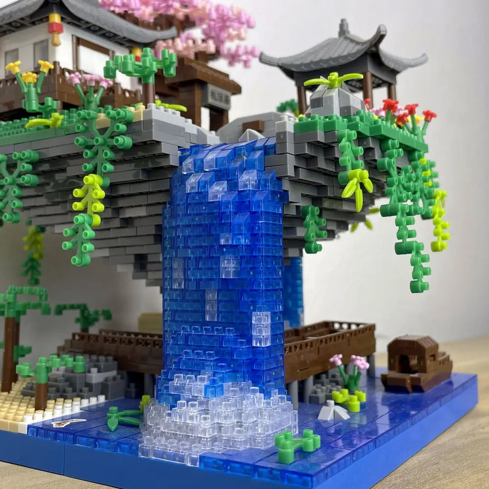 Baumhaus mit Wasserfall Bausteinset