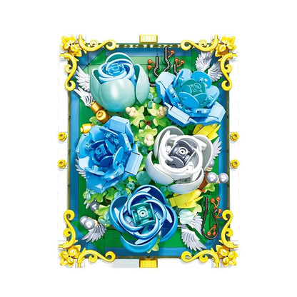 blaues Rosenbild Bausteinset