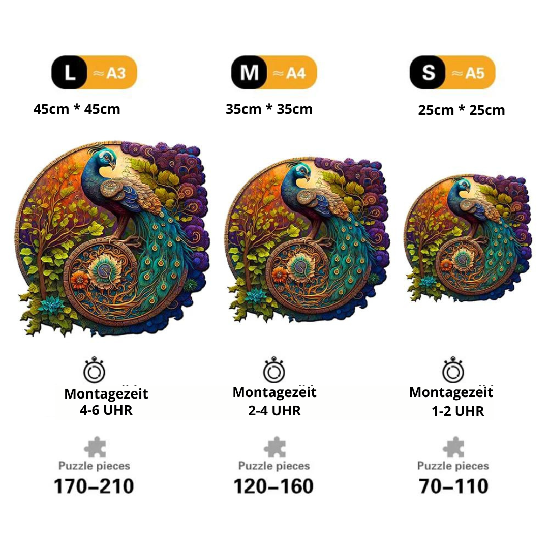Schöner Pfau Holzpuzzle