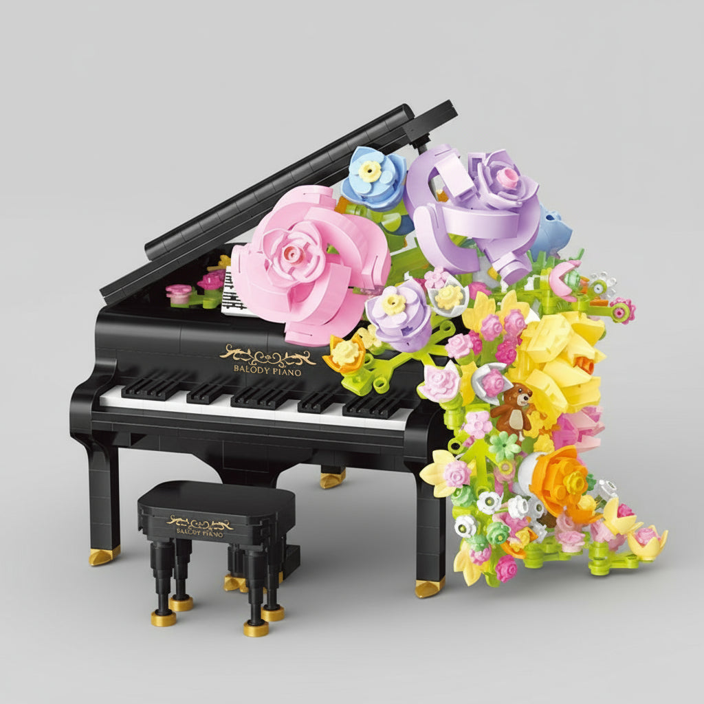 Klavier mit Blumen Bausteinset