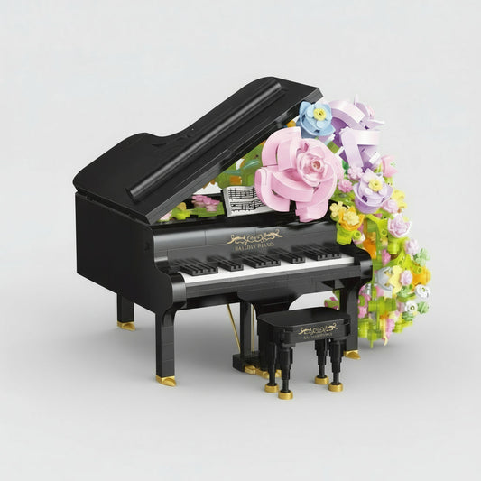 Klavier mit Blumen Bausteinset