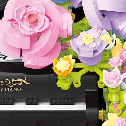 Klavier mit Blumen Bausteinset