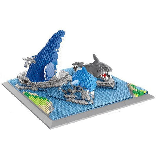 Hai, Delfin und Wal im Meer Bausteinset