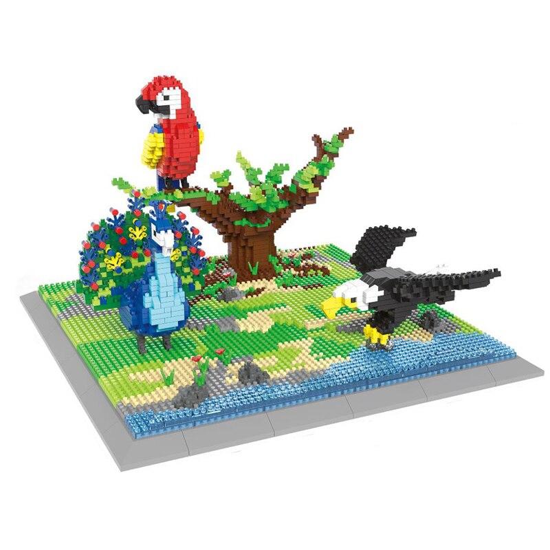 Papagei, Pfau und Adler auf der Vogelinsel Bausteinset