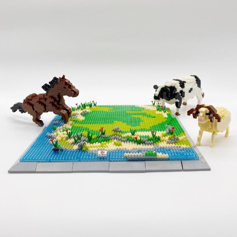 Pferd, Kuh und Schaf auf der Weide Bausteinset