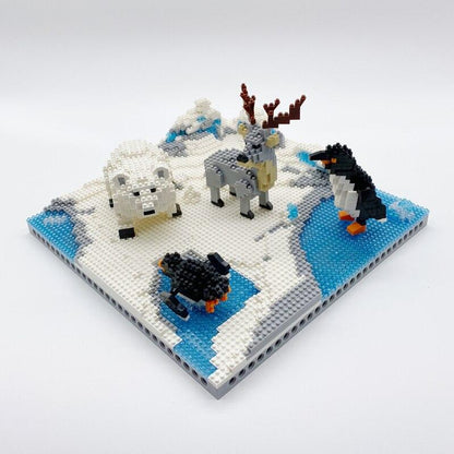 Pinguine, Rehe und Eisbären auf dem Eis Bausteinset