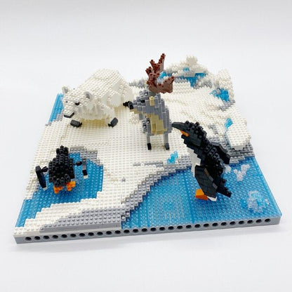 Pinguine, Rehe und Eisbären auf dem Eis Bausteinset