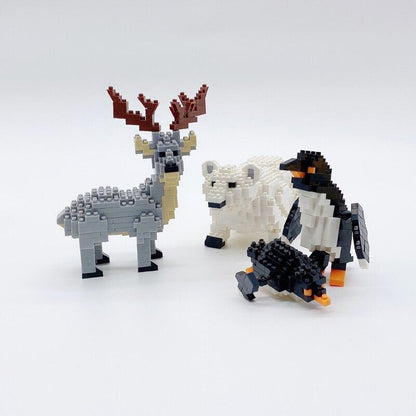 Pinguine, Rehe und Eisbären auf dem Eis Bausteinset