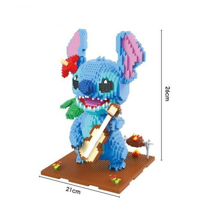 Blaues Wesen mit Gitarre Bausteinset