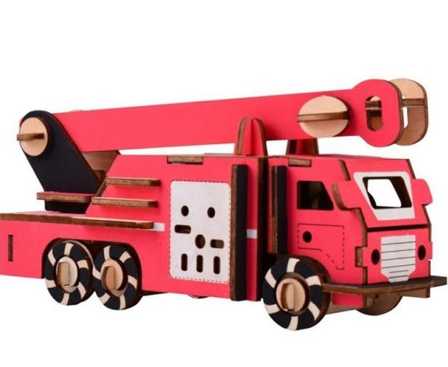 Feuerwehrauto 3D-Holzbausatz