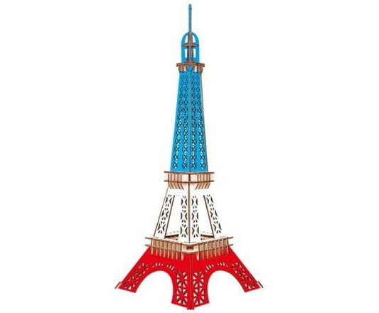 Farbige Eiffelturm 3D-Holzbausatz