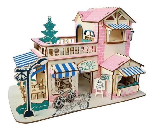 Romantische Kaffeebar 3D-Holzbausatz