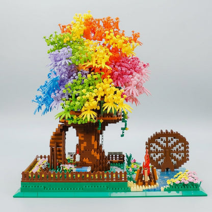 Regenbogen-Baumhaus Bausteinset