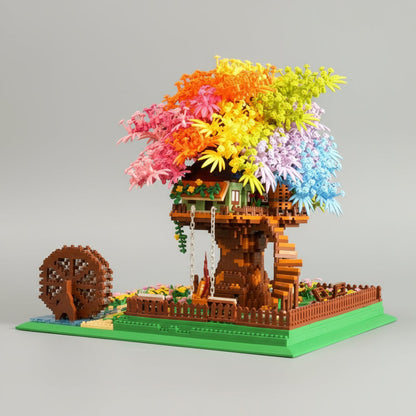 Regenbogen-Baumhaus Bausteinset