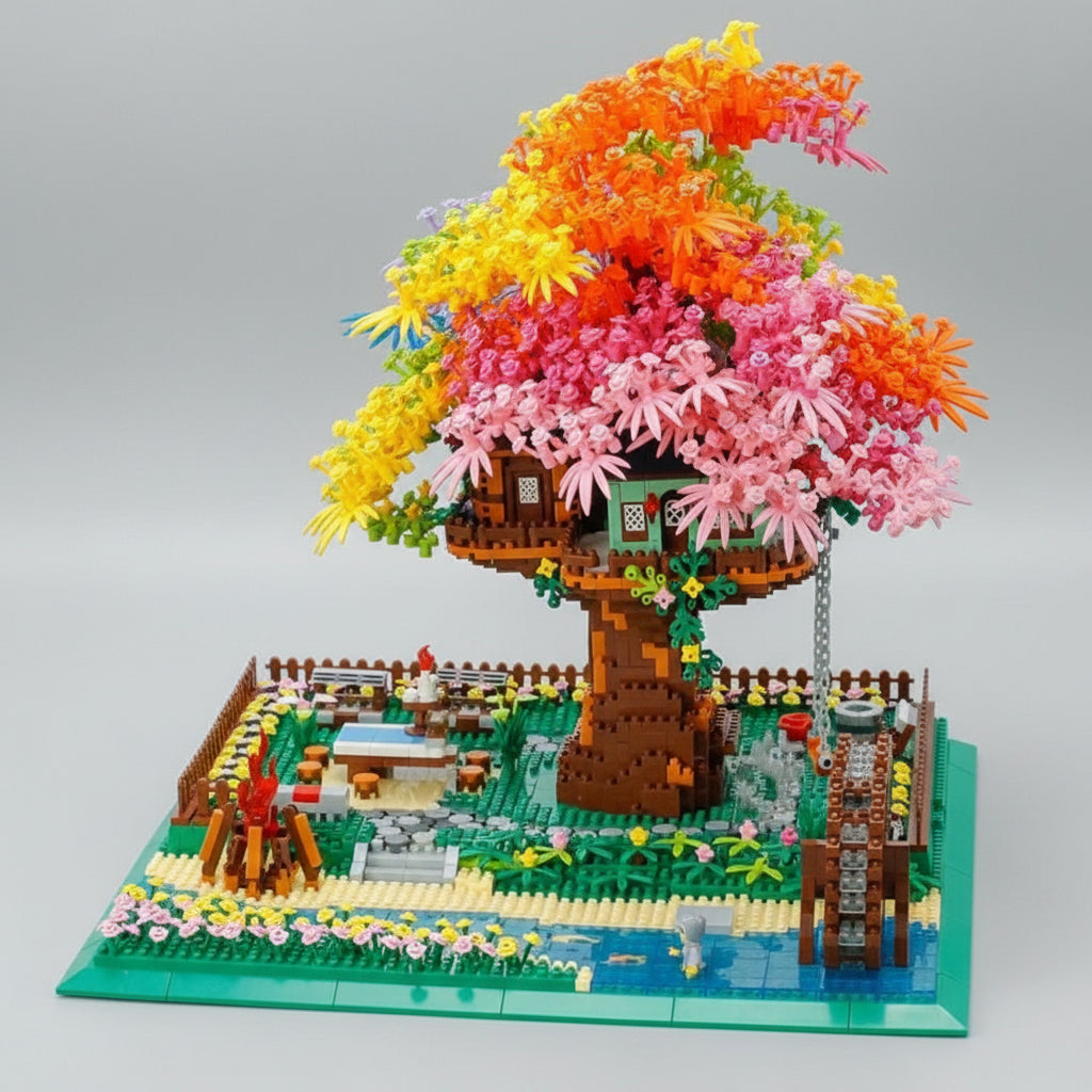 Regenbogen-Baumhaus Bausteinset
