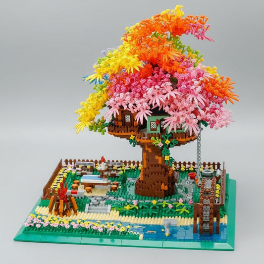 Regenbogen-Baumhaus Bausteinset