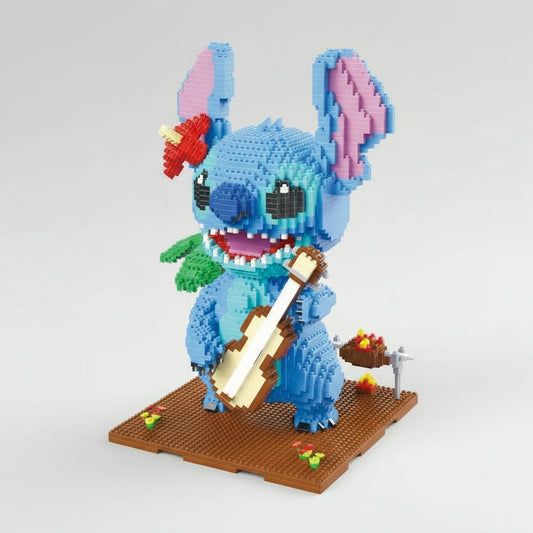 Blaues Wesen mit Gitarre Bausteinset