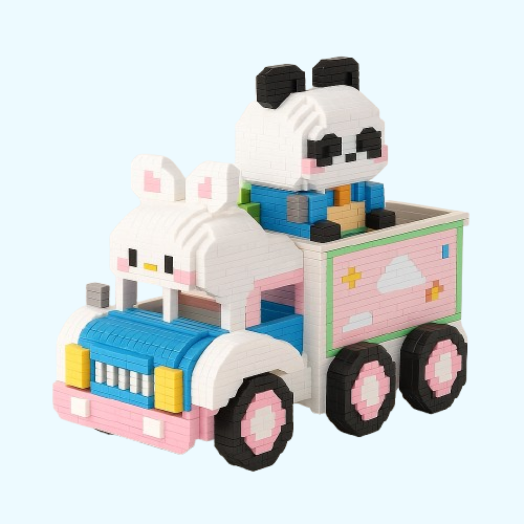 Panda im Zug Bausteinset