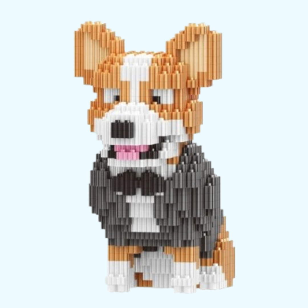 Welsh Corgi im Anzug Bausteinset