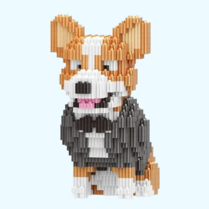 Welsh Corgi im Anzug Bausteinset