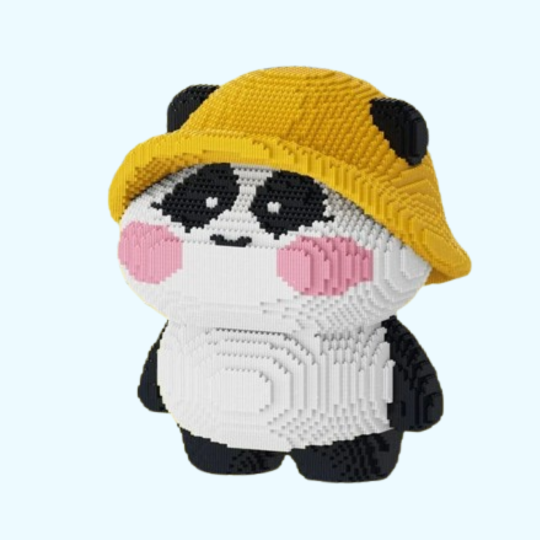 Panda mit Hut Bausteinset