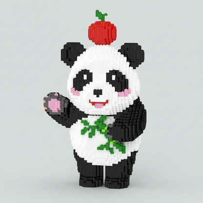 Panda mit Apfel Bausteinset