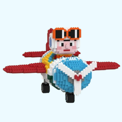 Pilot im Flugzeug Bausteinset