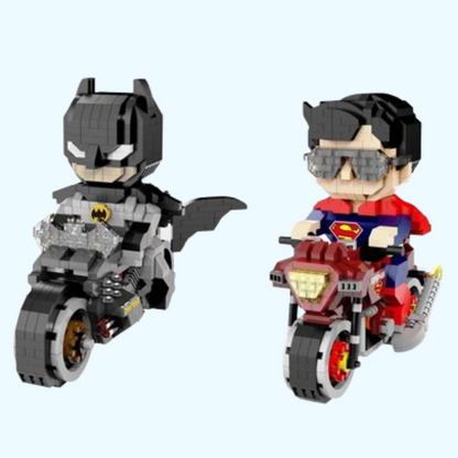 Coole Superhelden auf Motorrädern Bausteinset
