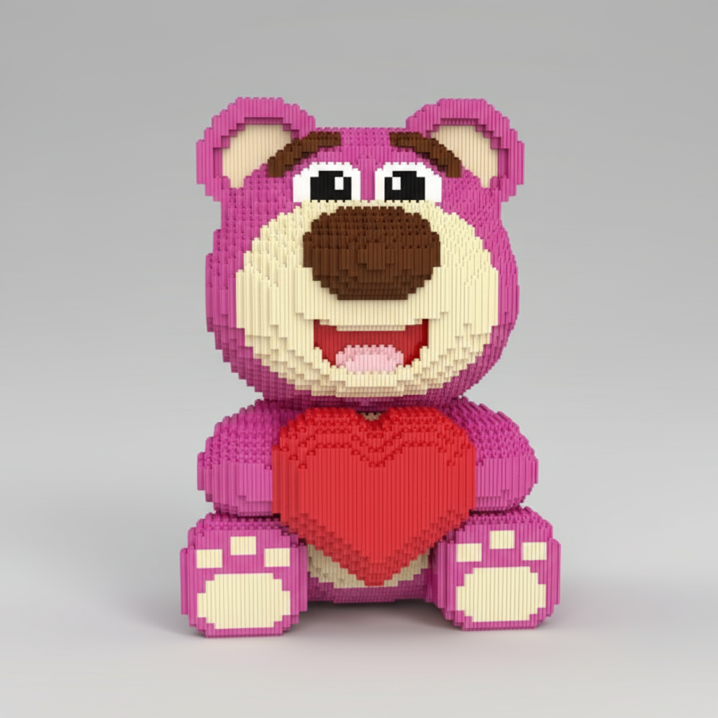 Rosa bär mit Herz Bausteinset