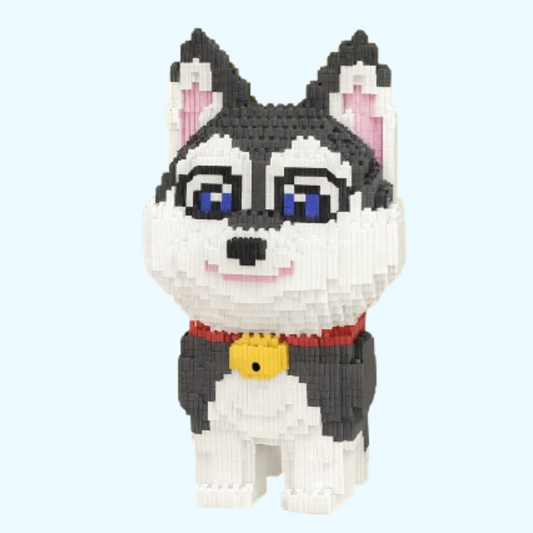 Husky mit Halsband Bausteinset