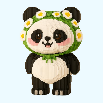 Panda mit Blumenkranz Bausteinset