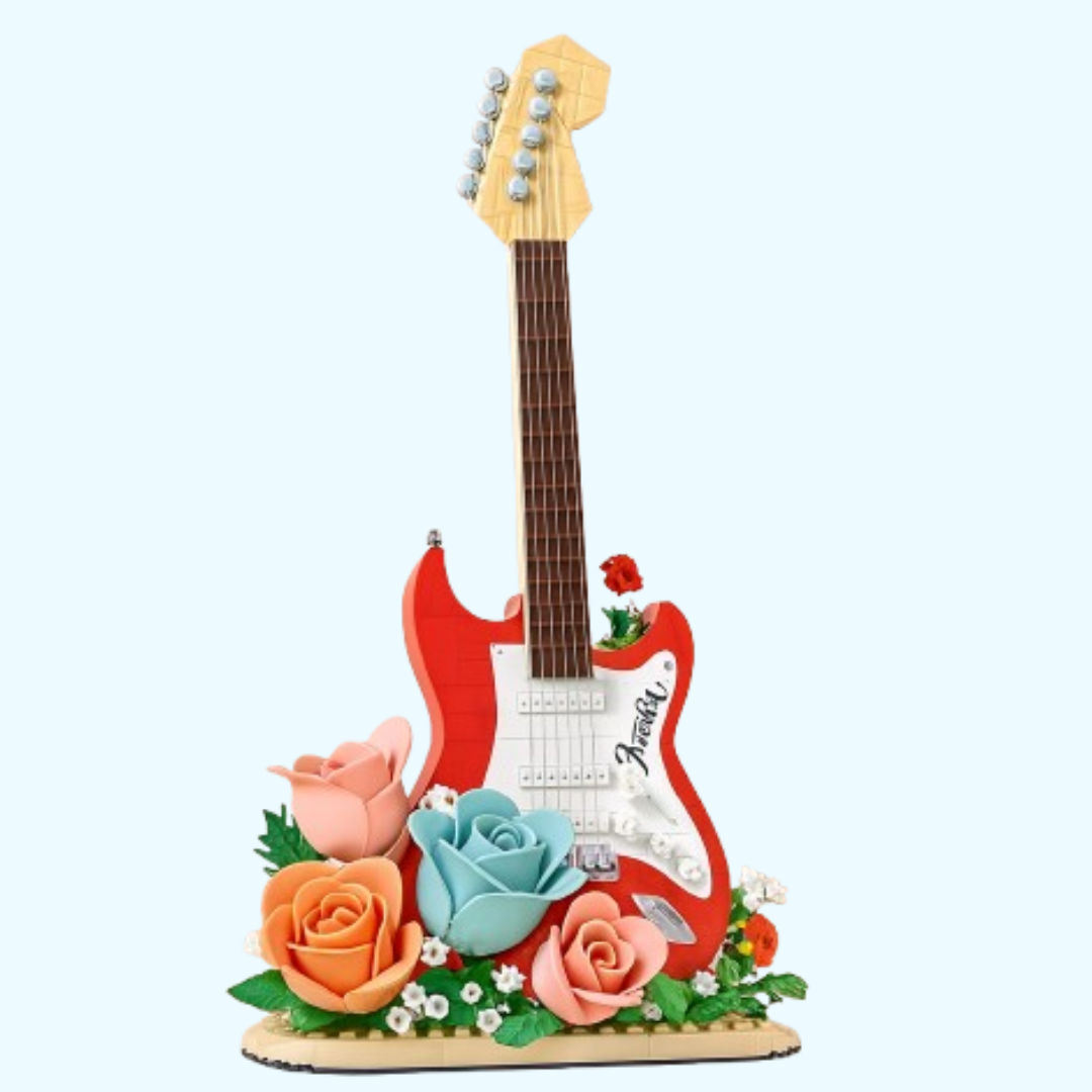 Gitarre mit Blumen Bausteinset