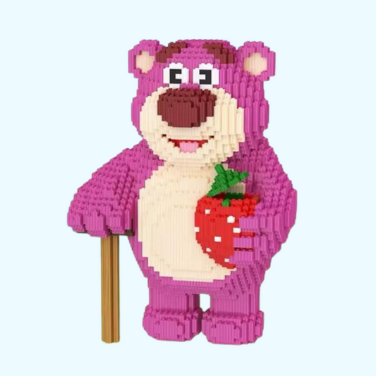 Rosa Bär mit Stock Bausteinset